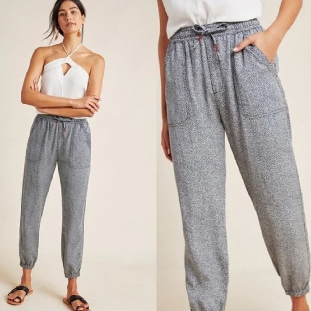 Anthropologie Orna Grey & White Printed Joggers